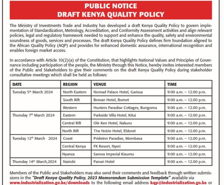 Draft Kenya Quality Policy 