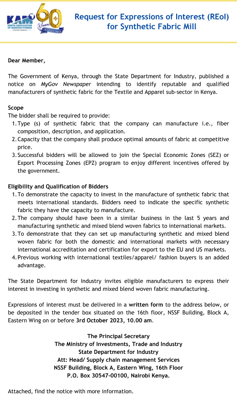 Expressions of Interest 