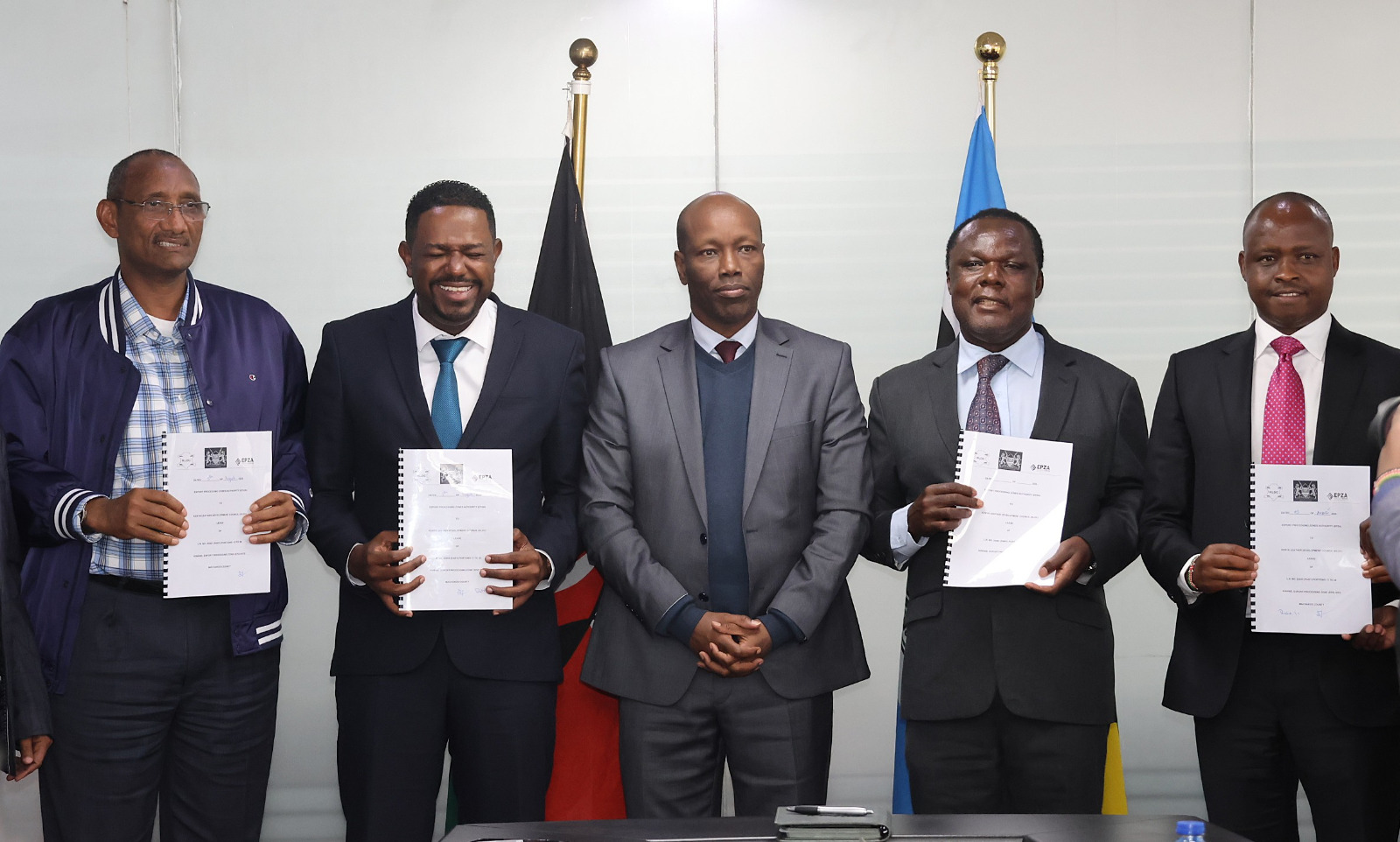 during the signing of a lease agreement for the Kenya Industrial Leather Park (Kenanie).