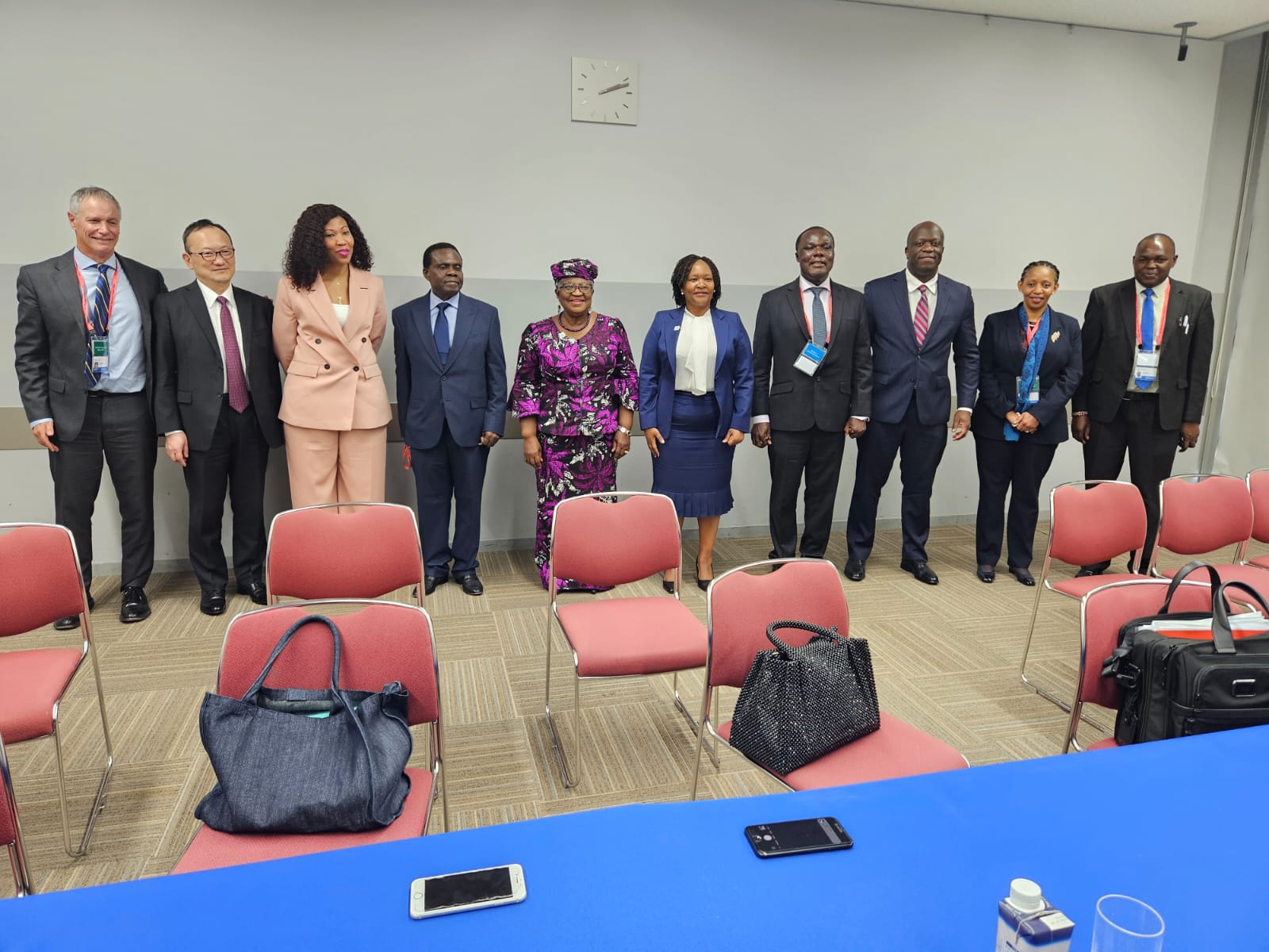 The Kenyan delegation headed by CS Rebecca Miano meeting with the Director General of WTO HE Ngozi Okonjo